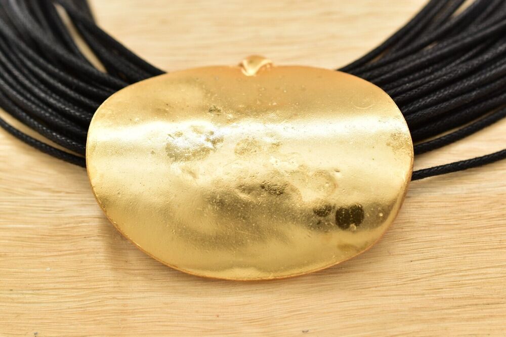 Koralia Statement Necklace Brushed Gold Brutalist Chunky Designer NWT BinBH